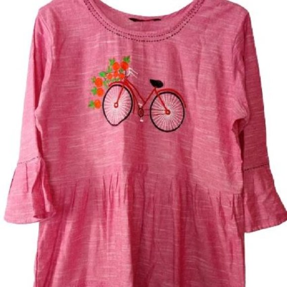 Anjushree Choice Bicycle Embroidered Midi Dress with Pockets - Picture 3 of 6